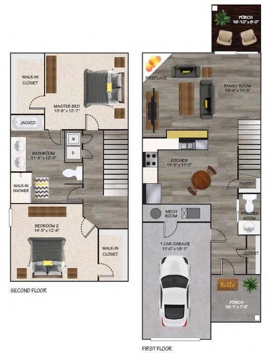Floor Plans of Cantwell Crossing Apartments and Townhomes in Swansea, IL
